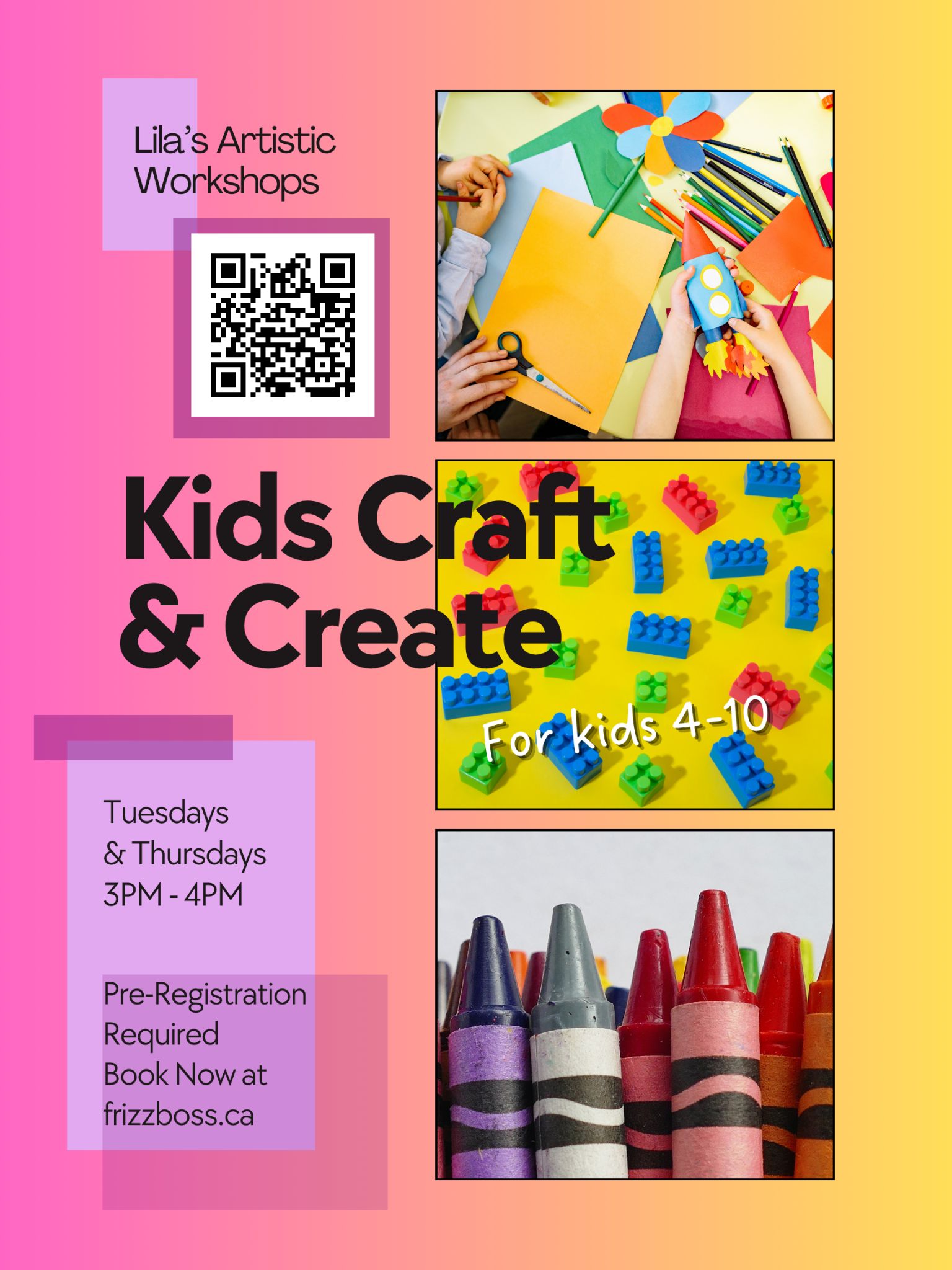 🎨 $15 Drop-In: Craft & Create (Ages 4+) Tuesdays 3-4PM